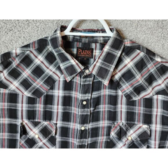 2x VTG Ely Plains BIG MAN Plaid Pearl Snap Short Sleeve Western Shirt Size 2X - Picture 13 of 16